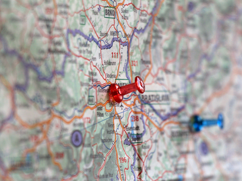pushpin on a map